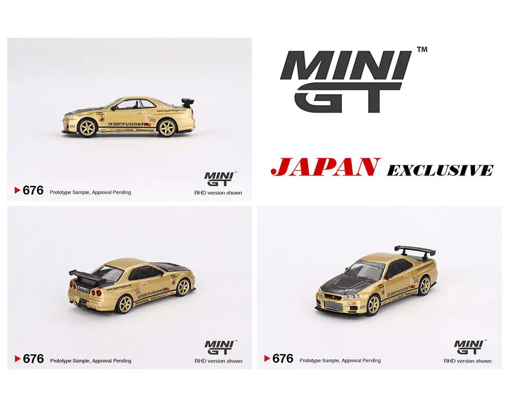 Mini Gt 1:64 Nissan Skyline Gt-R (R34) Top Secret – Gold – Japan Exclusive 1