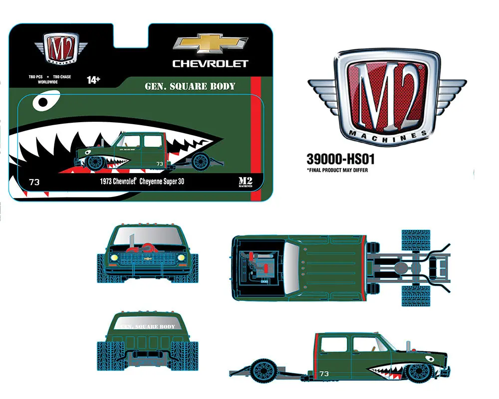 M2 Machines 1:64 1973 Chevrolet Cheyenne Super 30 Bedless – Shark Mouth – Auto-Thentics 1