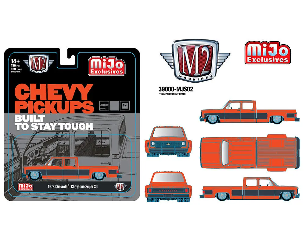 M2 Machines 1:64 1973 Chevrolet Cheyenne Super 30 Orange – Mijo Exclusives Limited Edition 1