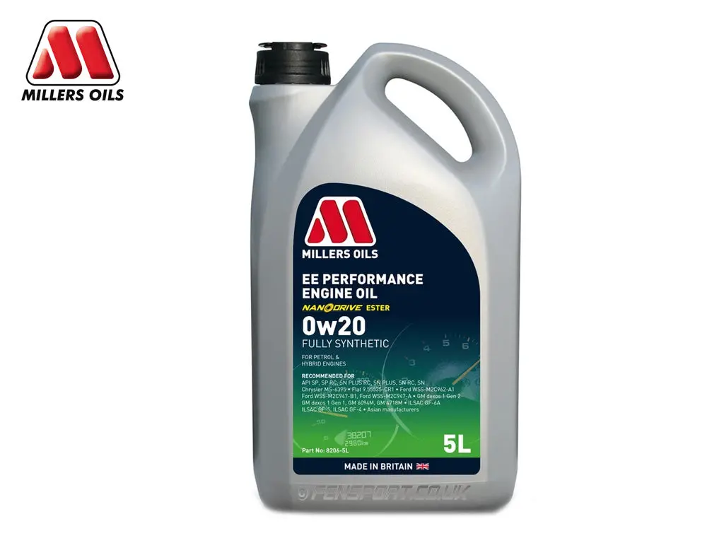 Millers - Ee Performance Fully Synthetic Engine Oil With Nano Tec - 0W20 - Api Sp - Ilsac Gf-6A - 5 Litre 1