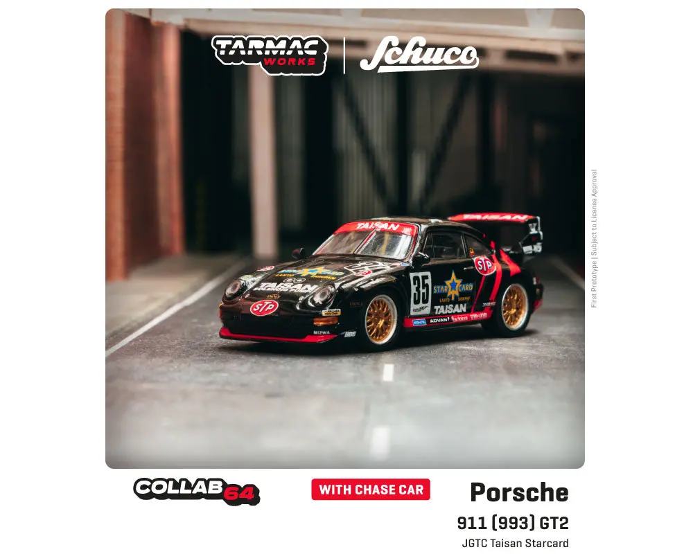 Tarmac Works 1:64 Schuco Porsche 911 (993) Gt2 Jgtc Taisan Starcard #35 1