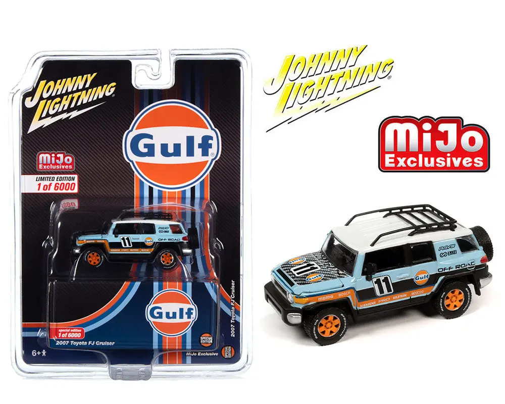 Johnny Lightning 1:64 2007 Toyota Fj Cruiser 4×4 Off-Road Gulf Racing – Blue – Mijo Exclusives Limited Edition 6,000 Pieces 1