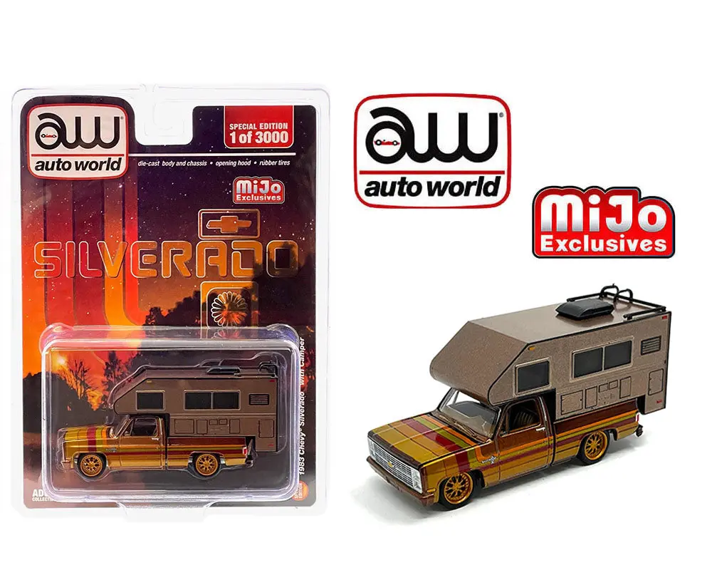 Auto World 1:64 1983 Chevrolet Silverado With Camper Limited 3,000 Pieces – Mijo Exclusives 1