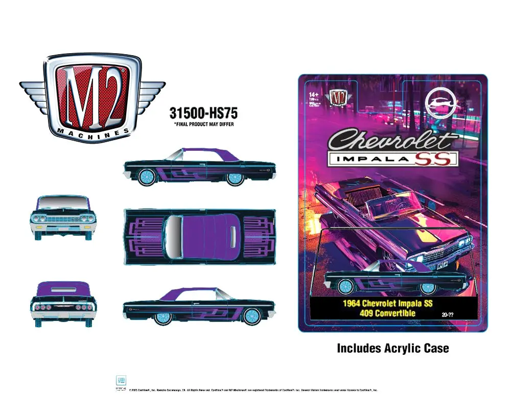 (Preorder) M2 Machines 1:64 1964 Chevrolet Impala Ss 409 Convertible – Black – Hobby Exclusive 1