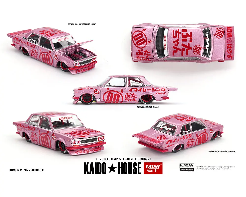 (Preorder) Kaido House X Mini Gt 1:64 Datsun 510 Pro Street Buta V1 – Pink 1
