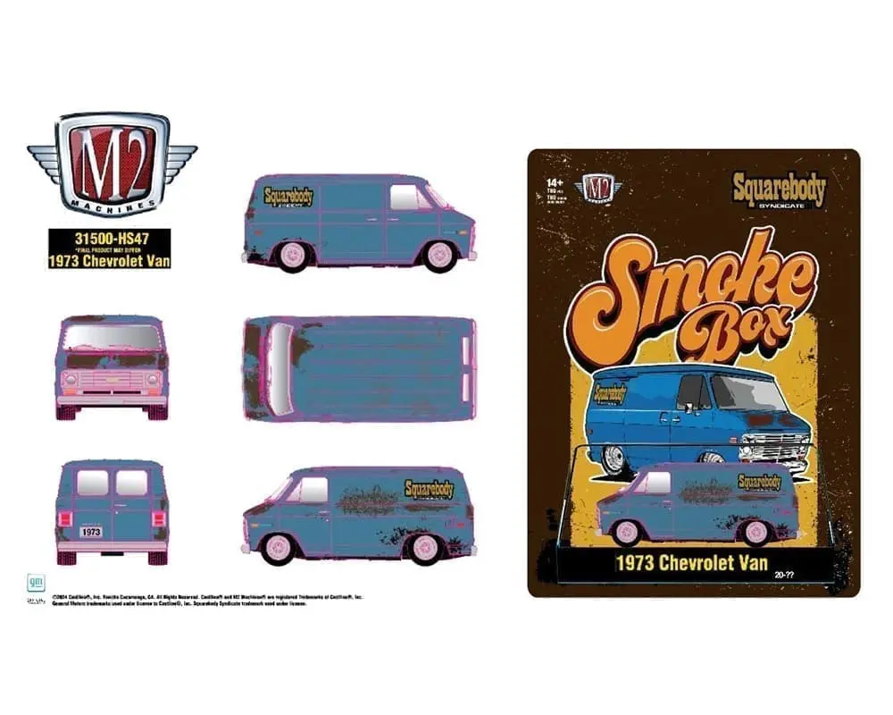M2 Machines 1:64 1973 Chevrolet Van Smoke Box Squarebody Syndicate – Hobby Exclusive 1