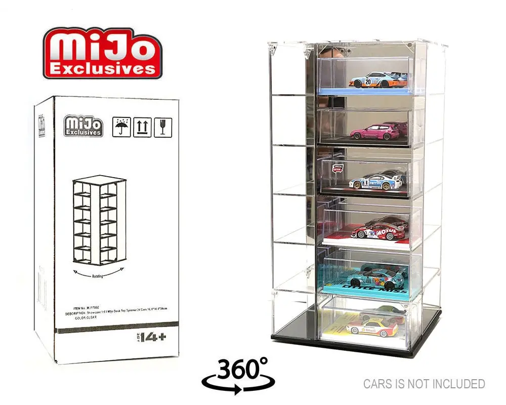 Showcase 1:64 Large 24-Car Display Desk Top Spinner With Mirror (8″X 8″X16.5″) – Mijo Exclusives 1