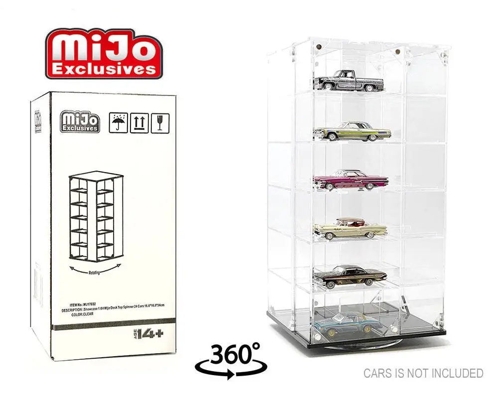 Showcase 1:64 24-Car Display Desk Top Spinner With Covers (6.5″X 6.5″X13.5″) – Mijo Exclusives 1