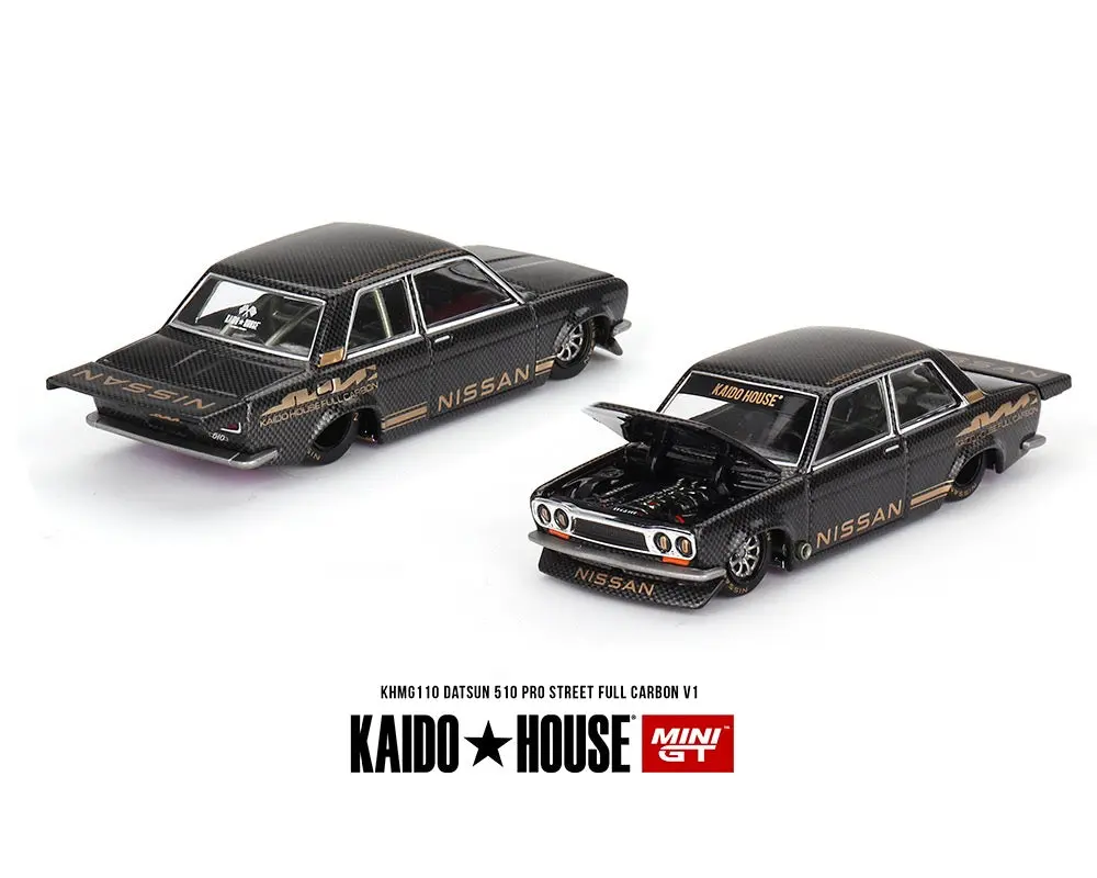 Kaido House X Mini Gt 1:64 Datsun 510 Pro Street Full Carbon V1- Black Carbon 1