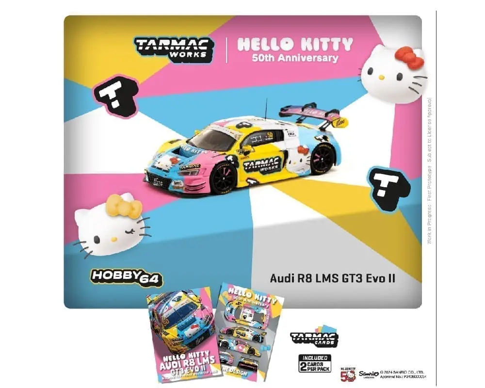 Tarmac Works 1:64 Audi R8 Lms Gt3 Evo Ii Macau Gt Cup – Fia Gt World Cup 2023 – Race Version Uno Racing Adderly Fong Model Car + Trading Cards Combo Set – Hobby64 1