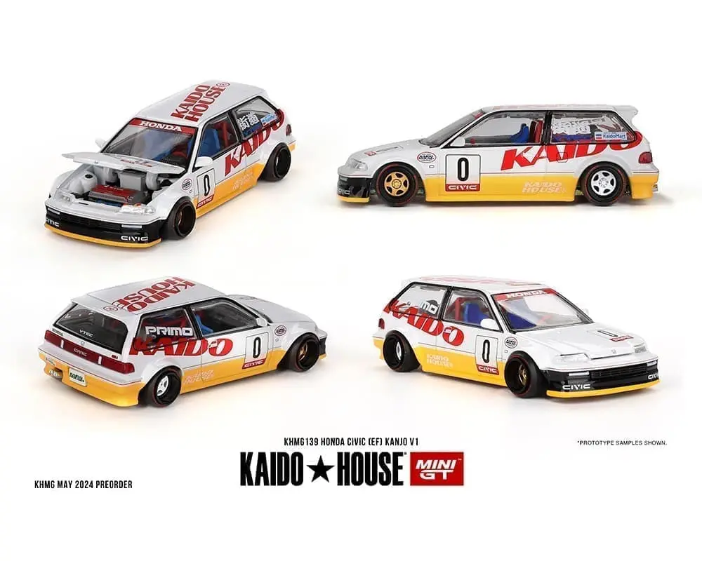 Kaido House X Mini Gt 1:64 Honda Civic (Ef) Kanjo V1 – White/Yellow 1