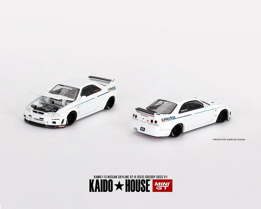 Kaido House X Mini Gt 1:64 Nissan Skyline Gt-R (R33) Greddy Gr33 V1 – White 1