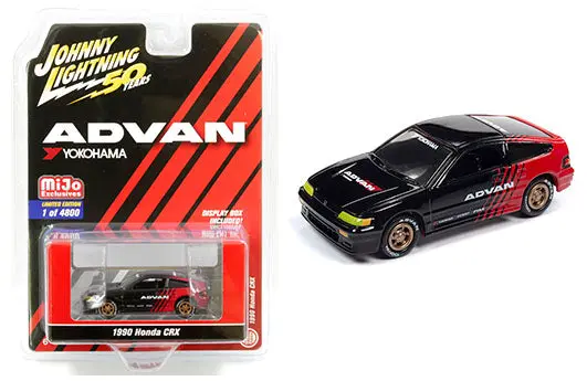 Johnny Lightning 1:64 50Th Anniversary – Advan Yokohama – 1990 Honda Crx (Black/Red) – Mijo Exclusives 1