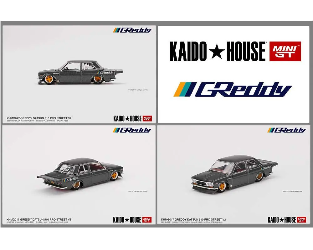 Kaido House X Mini Gt 1:64 Datsun 510 Pro Street Greddy Gunmetal Grey 1