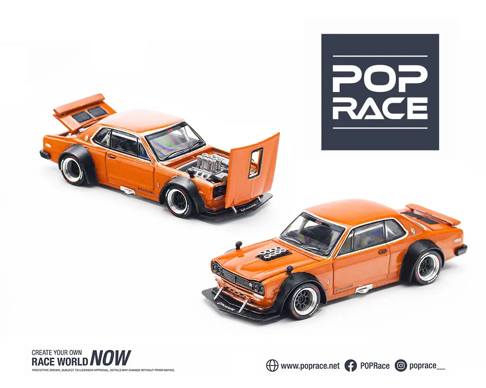 Pop Race 1:64 Skyline Gt-R V8 Drift (Hakosuka) Pandem – Orange 1