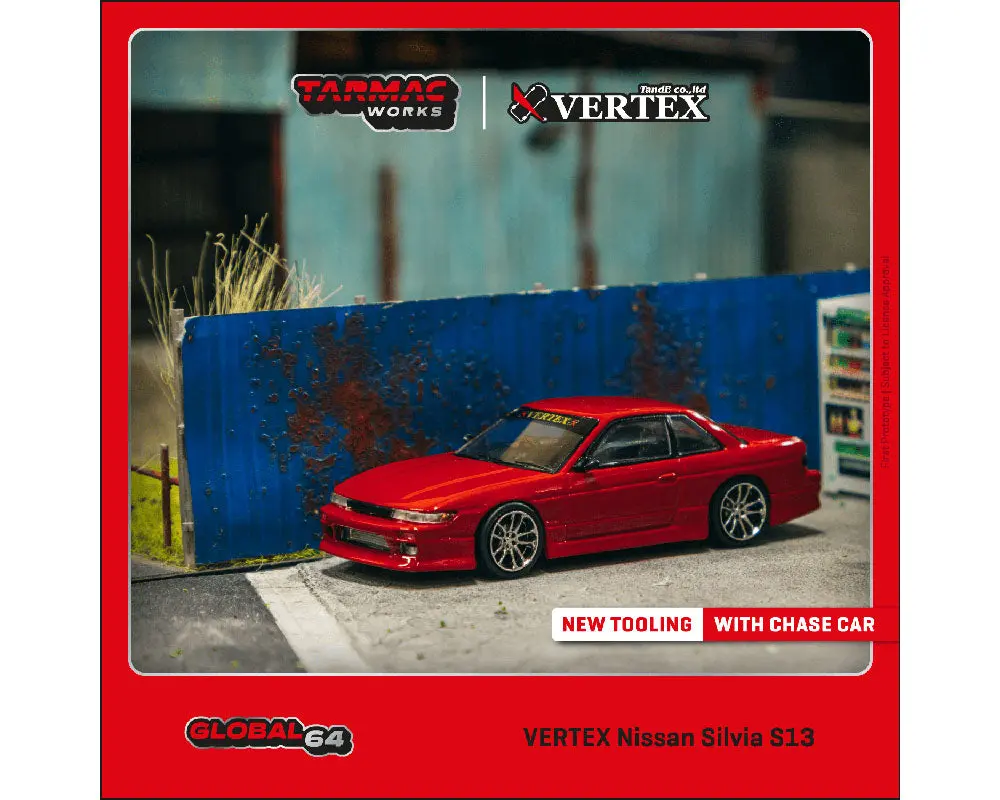 Tarmac Works 1:64 Vertex Nissan Silvia S13 – Red Metallic – Global64 1