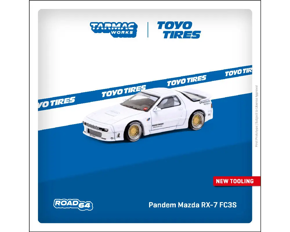 Tarmac Works 1:64 Pandem Mazda Rx7 Fc3s Toyo Tires – White 1