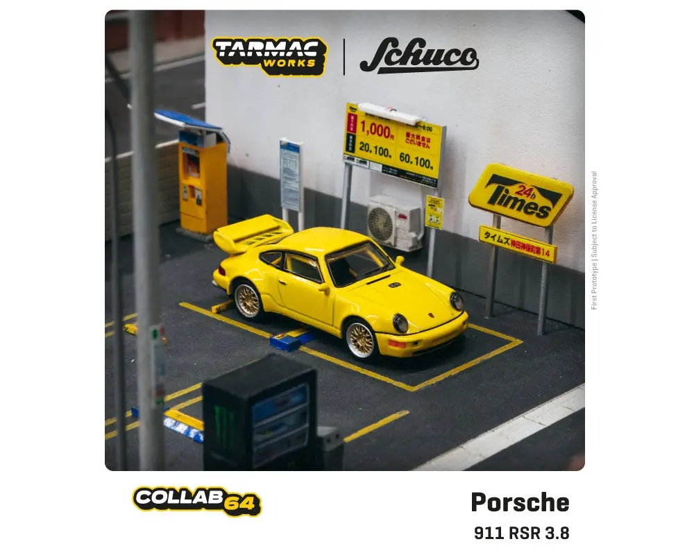 Tarmac Works X Schuco 1:64 Porsche 911 Rsr 3.8 (Yellow) – Collab64 1