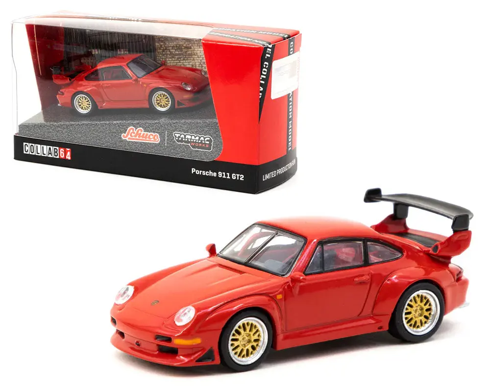Tarmac Works X Schuco 1:64 Porsche 911 (993) Gt2 (Red) – Collab64 1