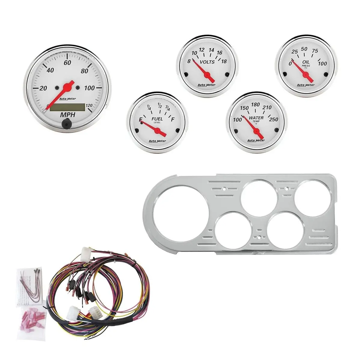 Autometer 7046-Aw Arctic White Analog Instrument Cluster Set 1