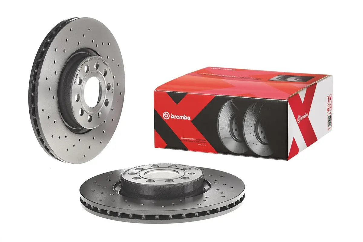 Brembo 09.9772.1X Uv-Coated Premium Brake Rotors – Slotted & Drilled 1