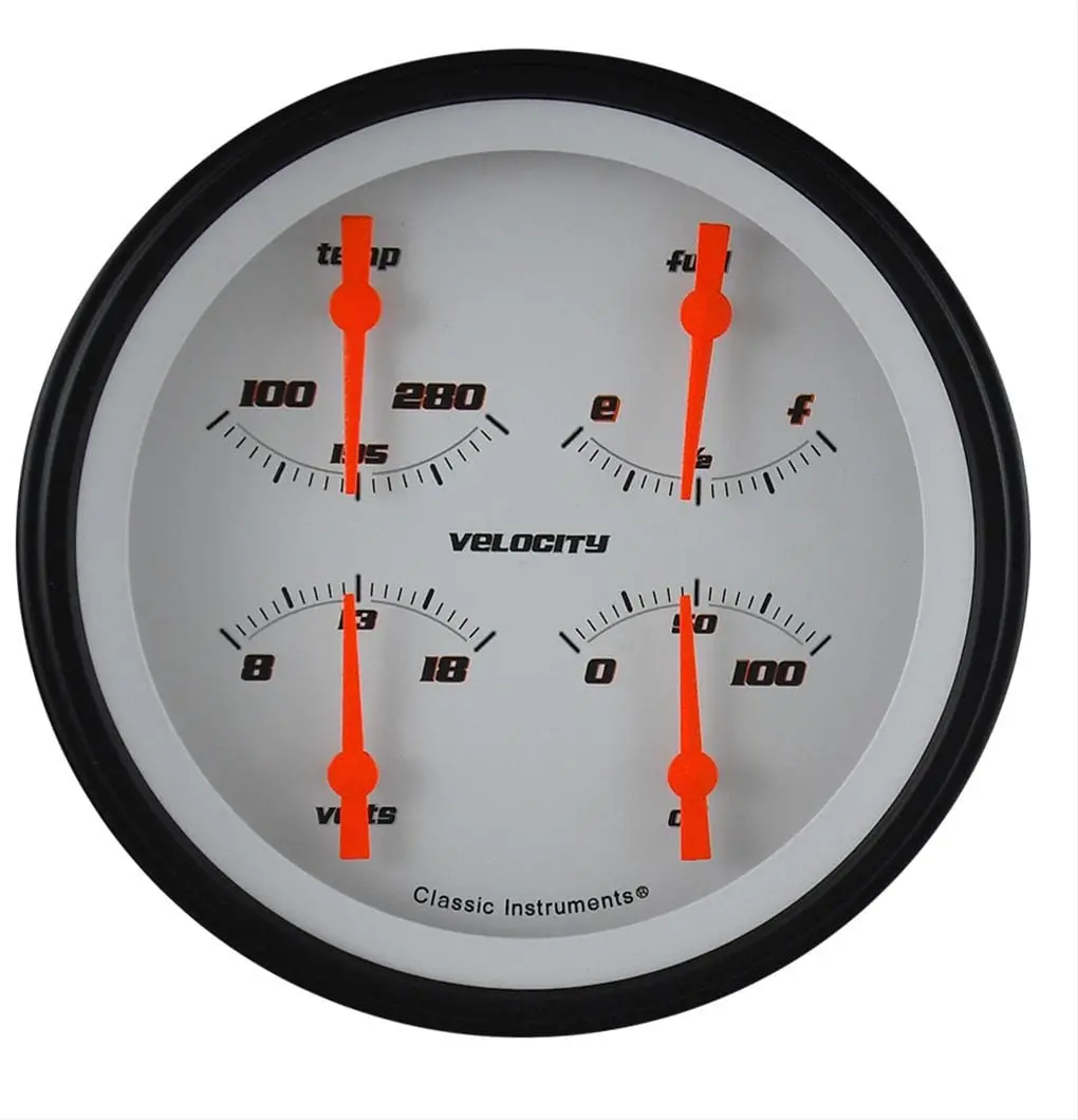 Classic Instruments Vs31Wblf Velocity Series Gauge Cluster – White Dial With Black Bezel 1
